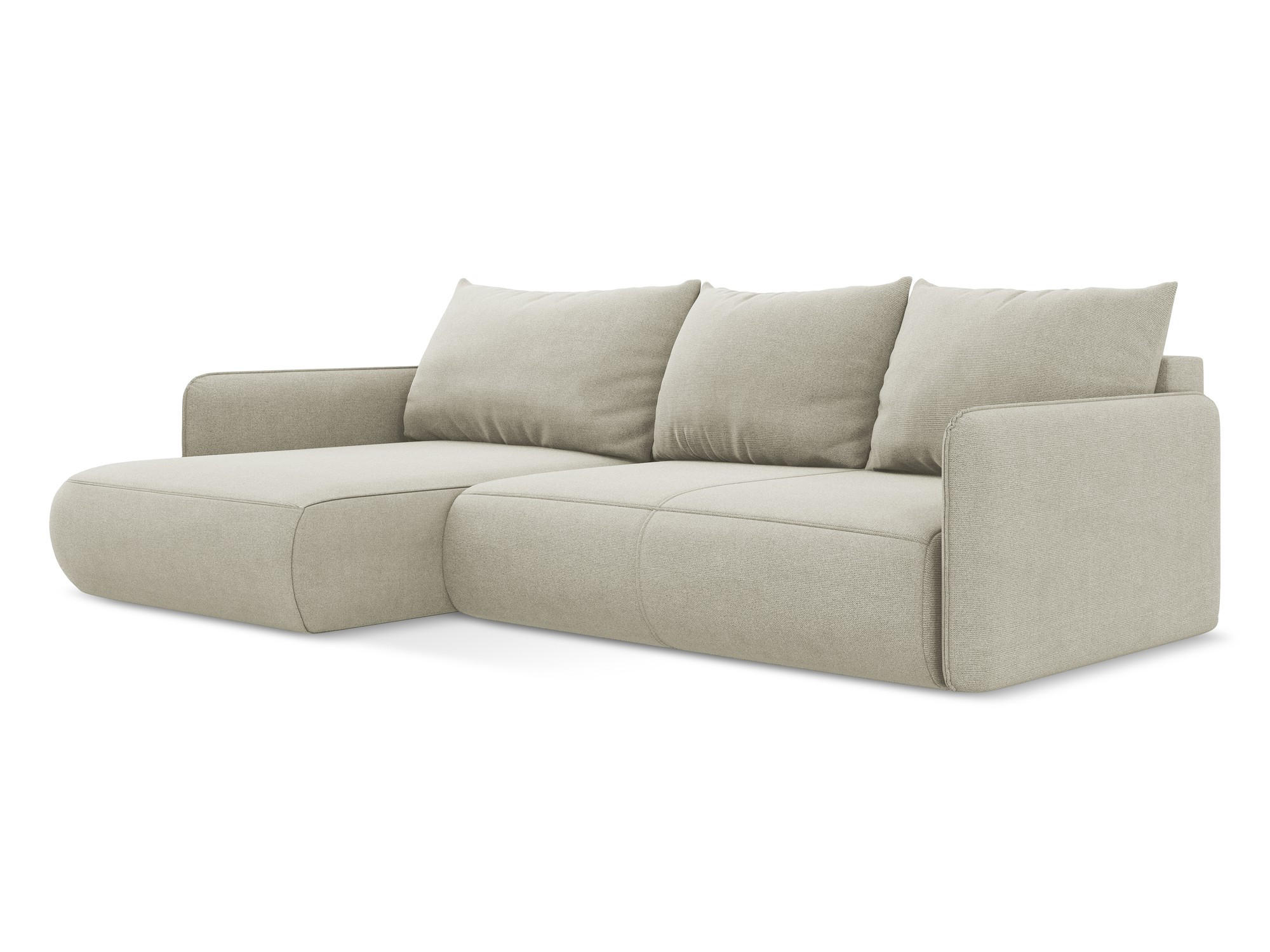 ECKSOFA mit Schlaffunktion Strukturstoff Stoff Beige - Beige/Creme, Kunststoff/Textil (148/240cm) - Makamii