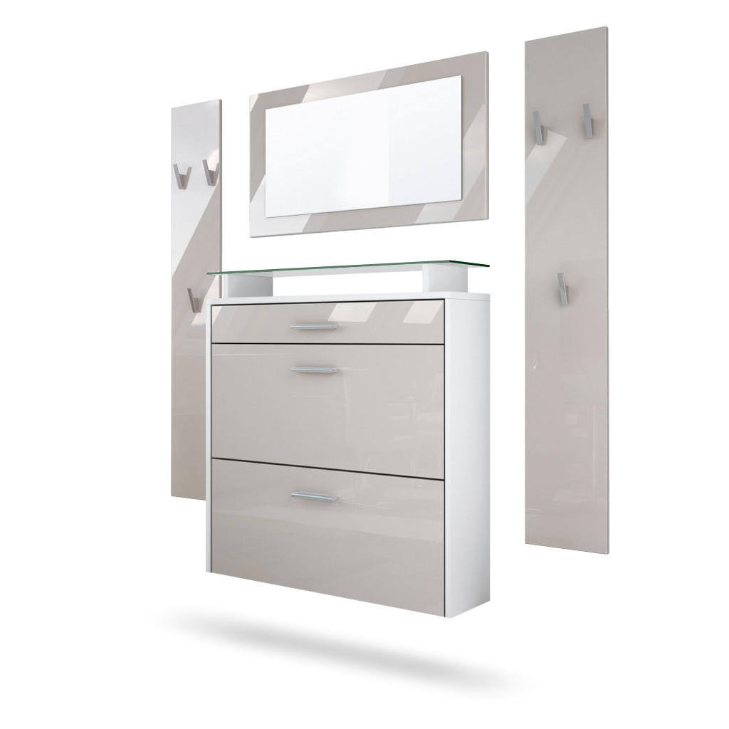 GARDEROBE Malea Front in Sandgrau Hochglanz - Sandfarben, Holzwerkstoff (180/180/23cm) - Vladon