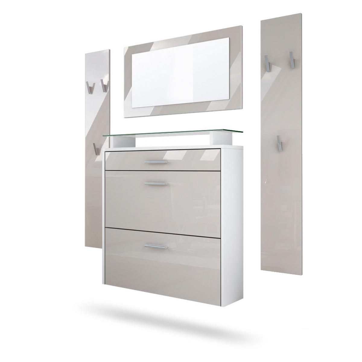 GARDEROBE Malea Front in Sandgrau Hochglanz - Sandfarben, Holzwerkstoff (180/180/23cm) - Vladon
