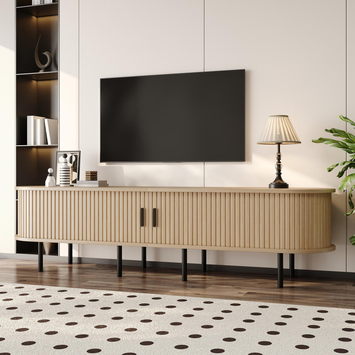 TV-SCHRANK Lowboard geriffelt Schiebetüren MDF - Naturfarben, Holz (170/46/40cm) - Fortuna Lai