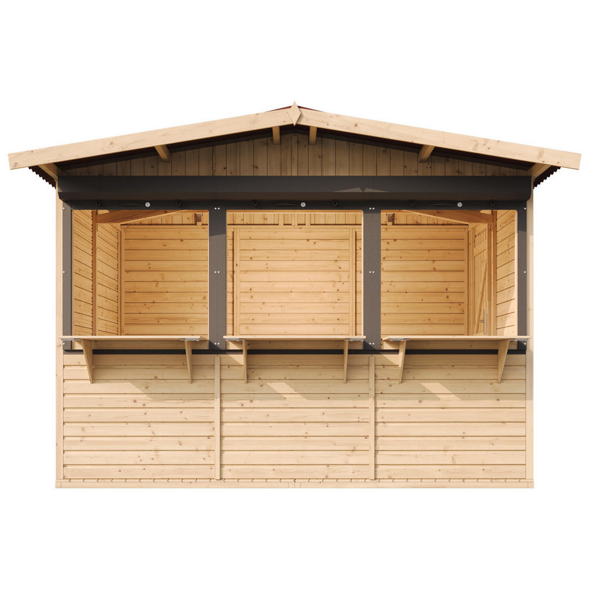 MARKTBUDE Holz M150AZ Gartenhaus- 263 x 336 cm / 6 m² - Beige, Holz (336/232/263cm) - Timbela