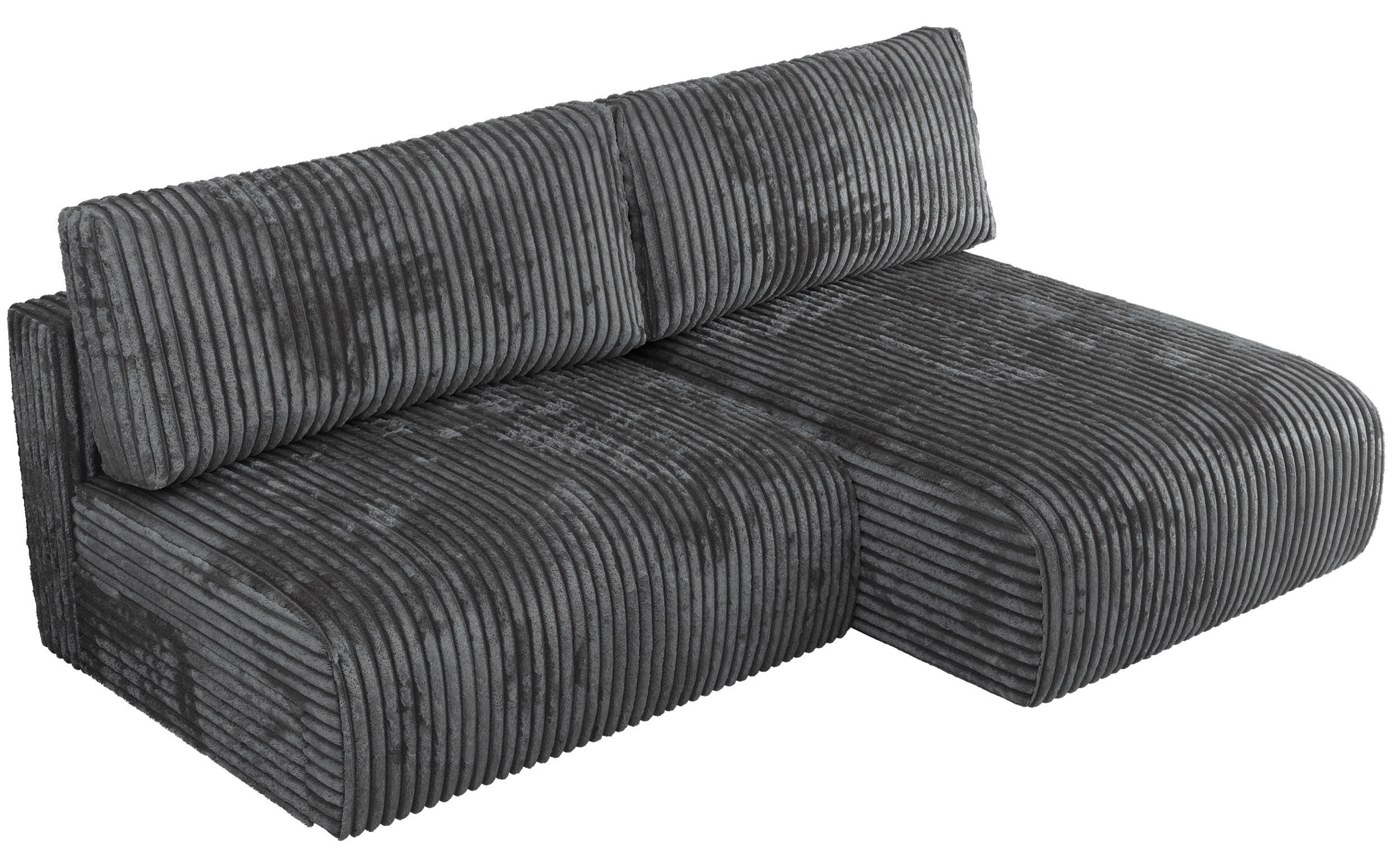 ECKSCHLAFSOFA VIVO L Dunkelgrau Cord - rechts - Dunkelgrau/Schwarz, Kunststoff/Textil (150/223cm) - MKS