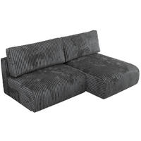 ECKSCHLAFSOFA VIVO L Dunkelgrau Cord - rechts - Dunkelgrau/Schwarz, Kunststoff/Textil (150/223cm) - MKS