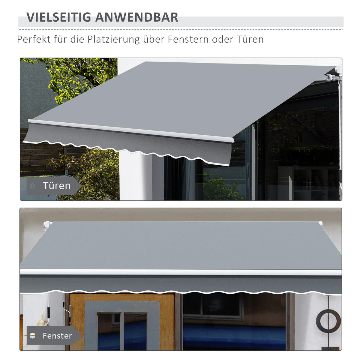 MARKISE, Weiß+Beige, Aluminium, Stahl, Polyester - Grau, Metall (245/350/395cm) - Outsunny