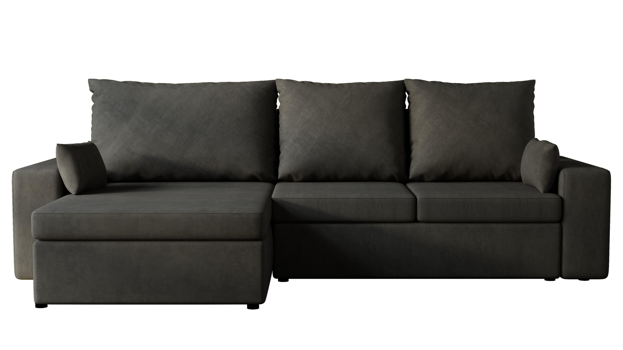 ECKSOFA Paco mit Bettkasten und Schlaffunktion, L-Form/XL-Form, Velourstoff, Universal - Graphitfarben, Holzwerkstoff (276/145cm) - 4ALL HOME