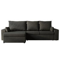ECKSOFA Paco mit Bettkasten und Schlaffunktion, L-Form/XL-Form, Velourstoff, Universal - Graphitfarben, Holzwerkstoff (276/145cm) - 4ALL HOME