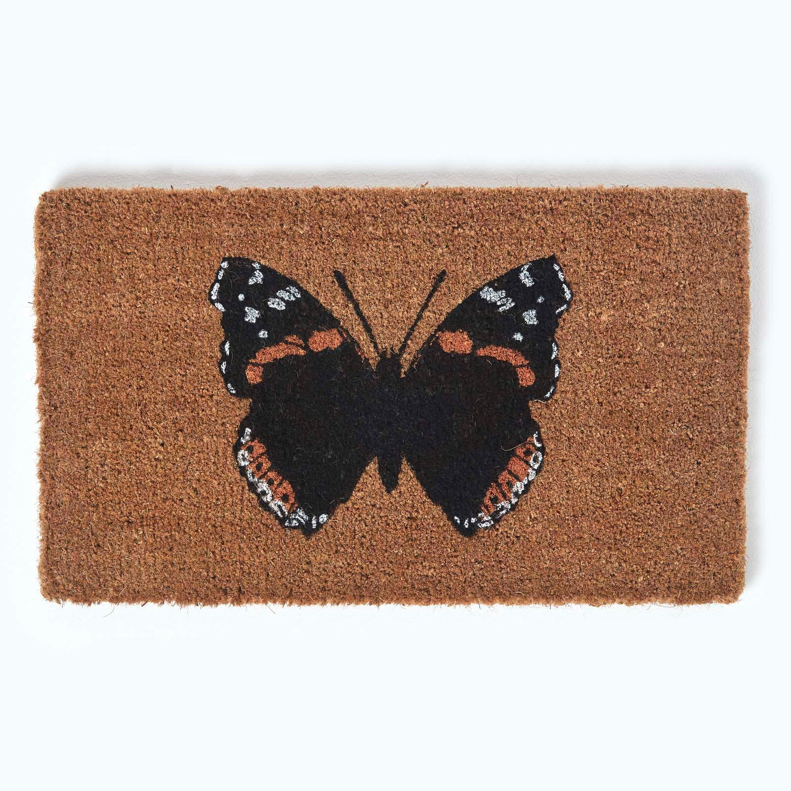 FUSSMATTE Schmetterling, Kokos 45/75 cm - Naturfarben, Naturmaterialien (45/75cm) - Homescapes