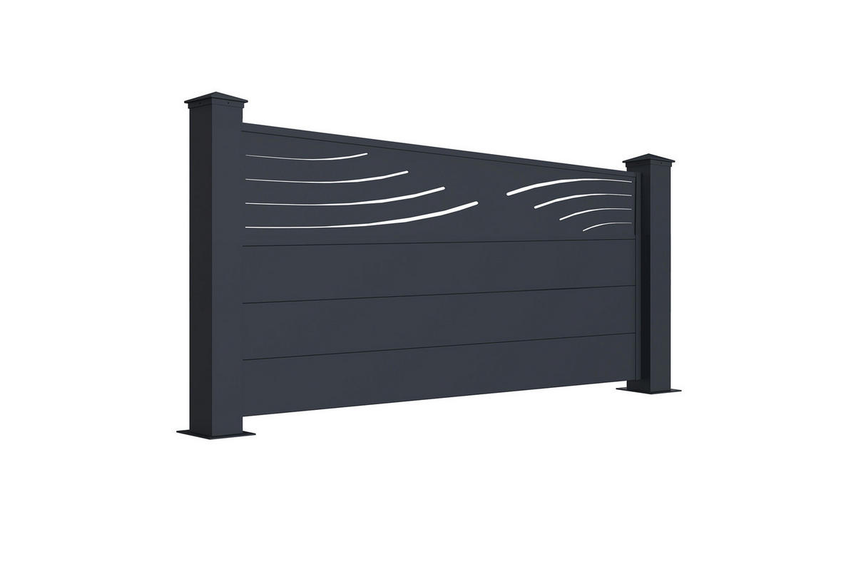 VORGARTENZAUN 2er-Set Veleta grau 1,9m H.90cm aluminium - Grau, Metall (378/89cm) - Casanoov