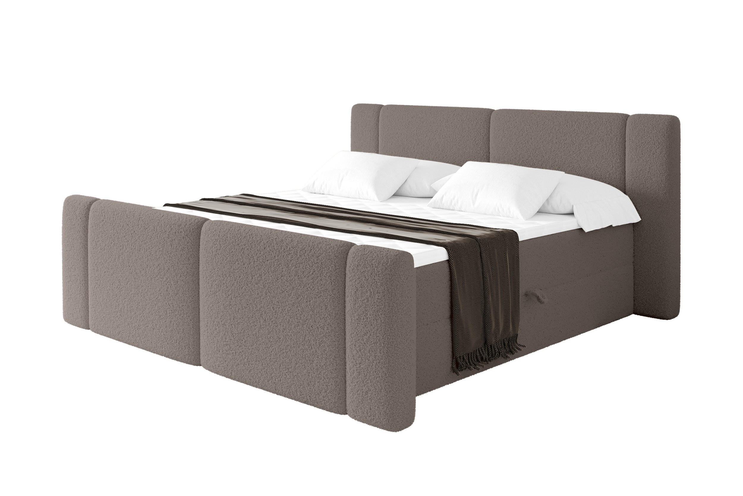 BOXBETT mit Matratze H4 - EVON Zanozek - 140x200 cm Braun - Braun, Holzwerkstoff (140/200cm) - ALTDECOR