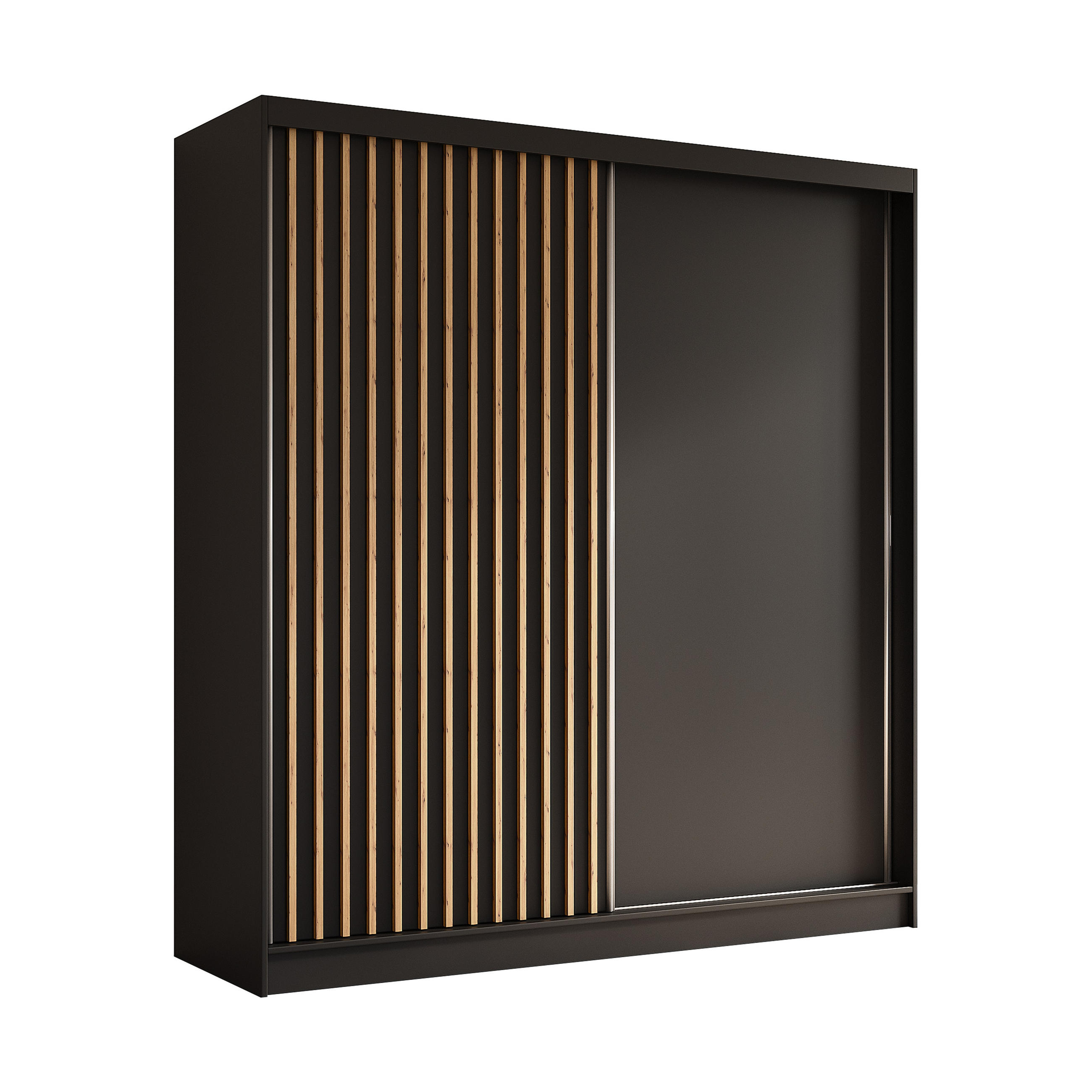 Masseno Schwebetürenschrank Schwarz 200x216x61 cm