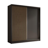 SCHWEBETÜRENSCHRANK LAMELLO 200/216/61 cm 2-türig Schwarz - Schwarz, Holzwerkstoff (200/216/61cm) - MASSENO