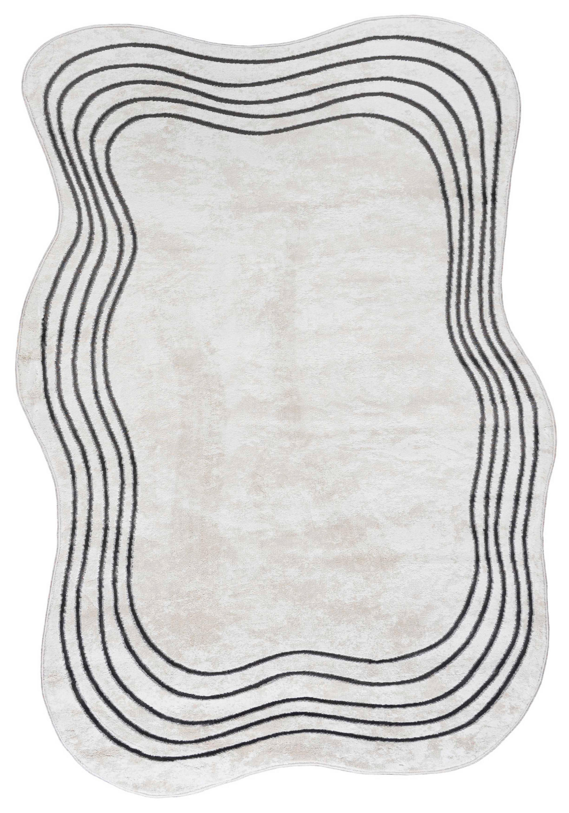 TEPPICH Weiß Abstrakt - Kurzflor Unregelmäßig Unregelmäßige Form - Ecru - 120 x 170 cm - Weiß, Textil (120/170cm) - Mazovia