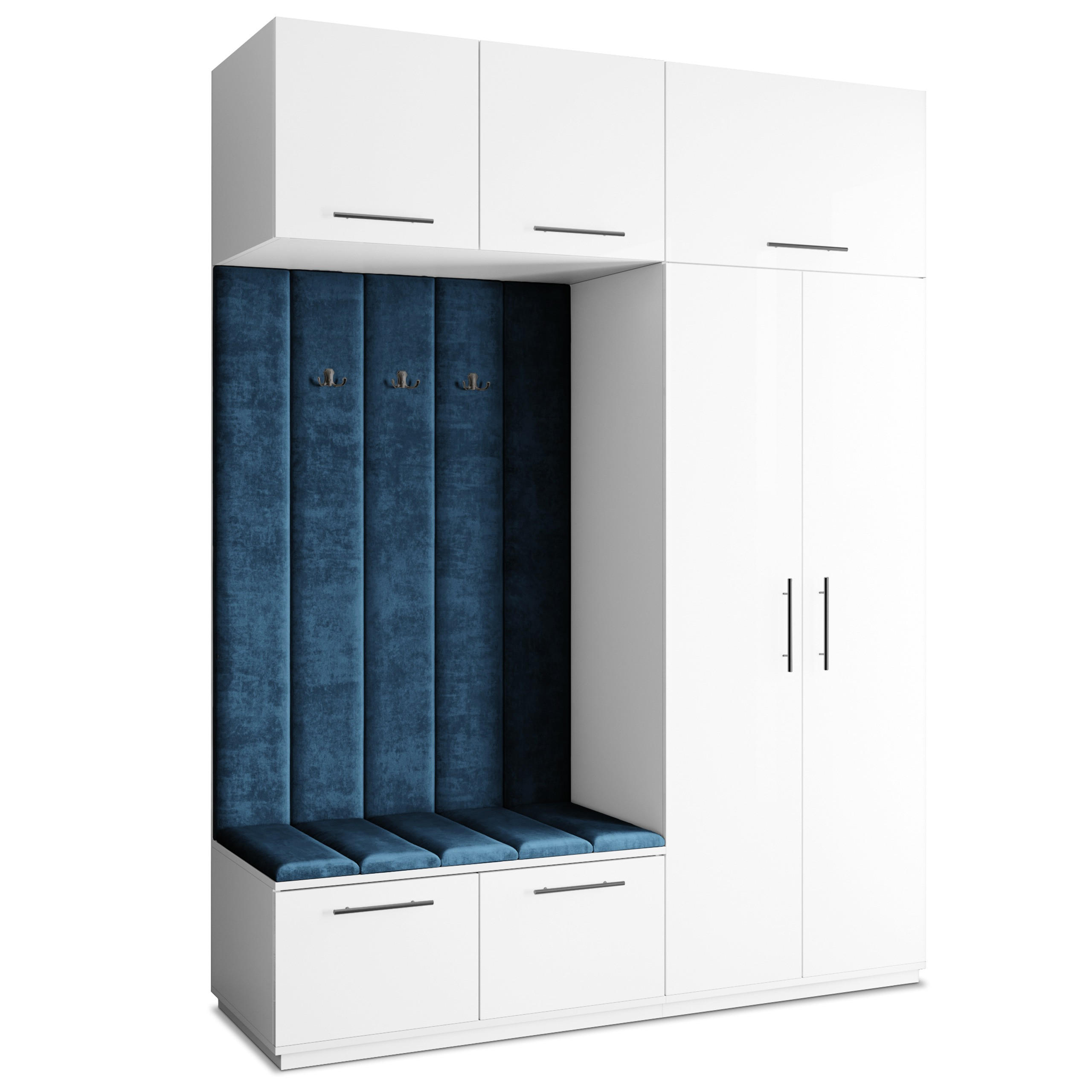Masseno Garderobenschrank Weiß, Blau 180x240x60 cm