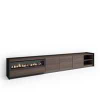 LOWBOARD, Eiche und Schwarz, 310/37/50cm, Kamin mit Feuereffekt - Dunkelbraun, Holzwerkstoff (310/50/37cm) - Skraut Home