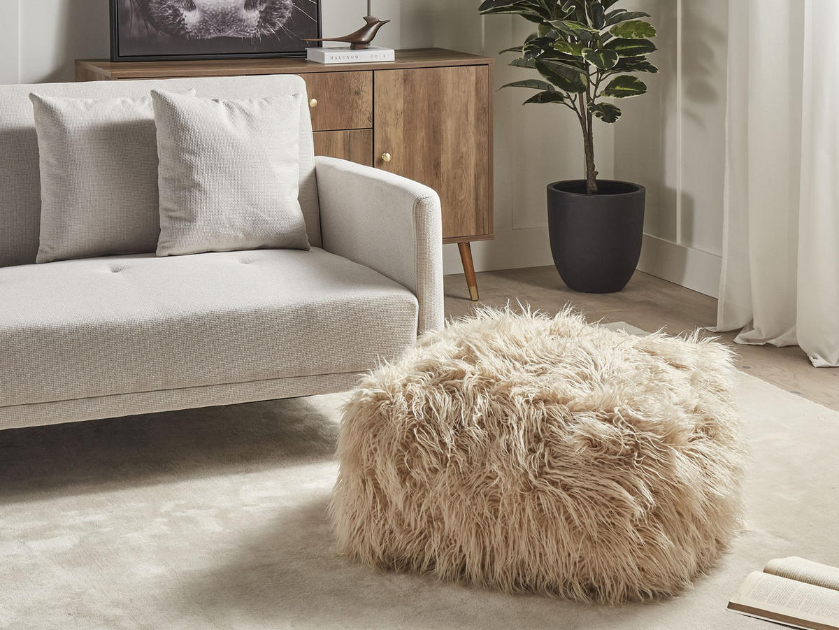 POUF Beige Mukki - Beige, Kunststoff (50/30/50cm) - Beliani