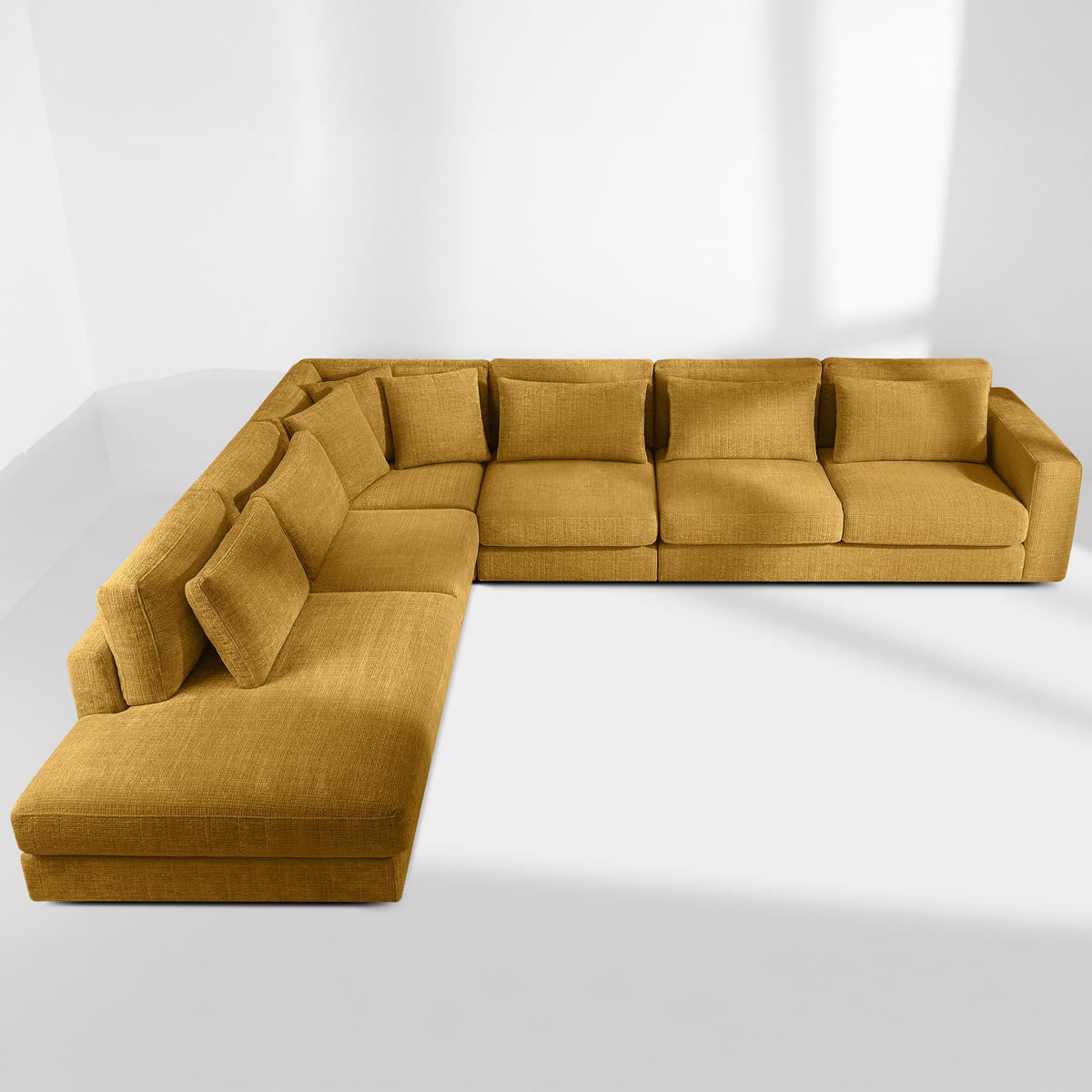 ECKSOFA XL links VERUS - Gelb, Holz/Holzwerkstoff (377/328cm) - KONSIMO®