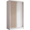 SCHWEBETÜRENSCHRANK Cabinio Weiß Eiche Artisan 120/216/61 cm – Modern, mit Lamellen - Walnussfarben/Weiß, Holzwerkstoff/Kunststoff (120/216.1/61cm) - AX Living
