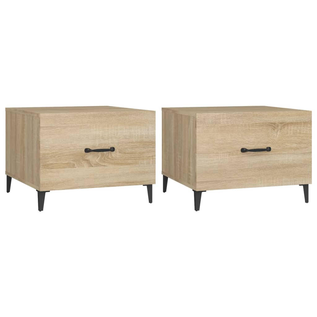 COUCHTISCHE mit Metallbeinen 2 Stk. Sonoma-Eiche 50x50x40 cm - Braun, Holzwerkstoff (50/50/40cm) - furnicato
