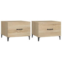 COUCHTISCHE mit Metallbeinen 2 Stk. Sonoma-Eiche 50x50x40 cm - Braun, Holzwerkstoff (50/50/40cm) - furnicato