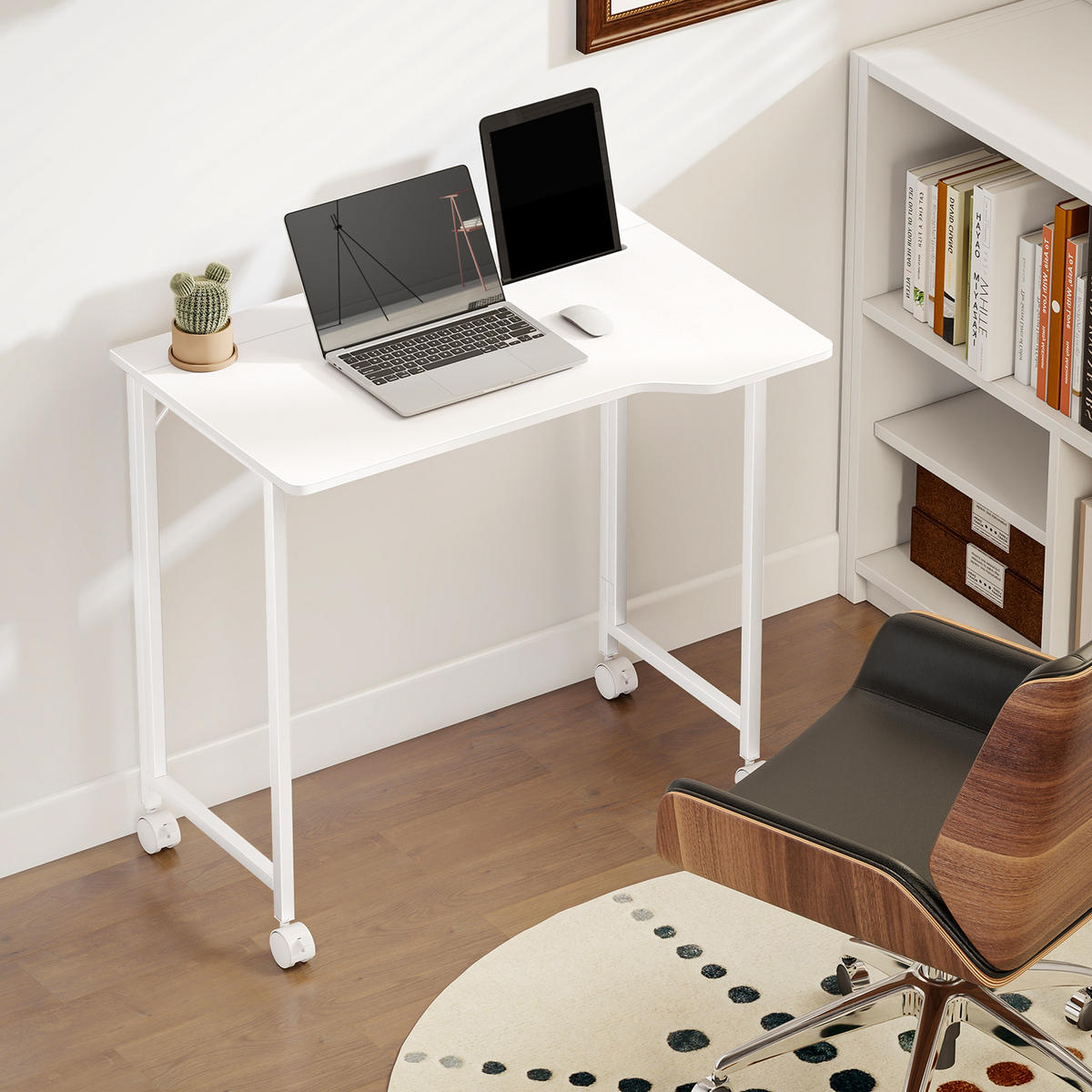 SCHREIBTISCH MDF Stahl Weiß - Weiß, Holzwerkstoff/Kunststoff (80/52/75cm) - HOMCOM