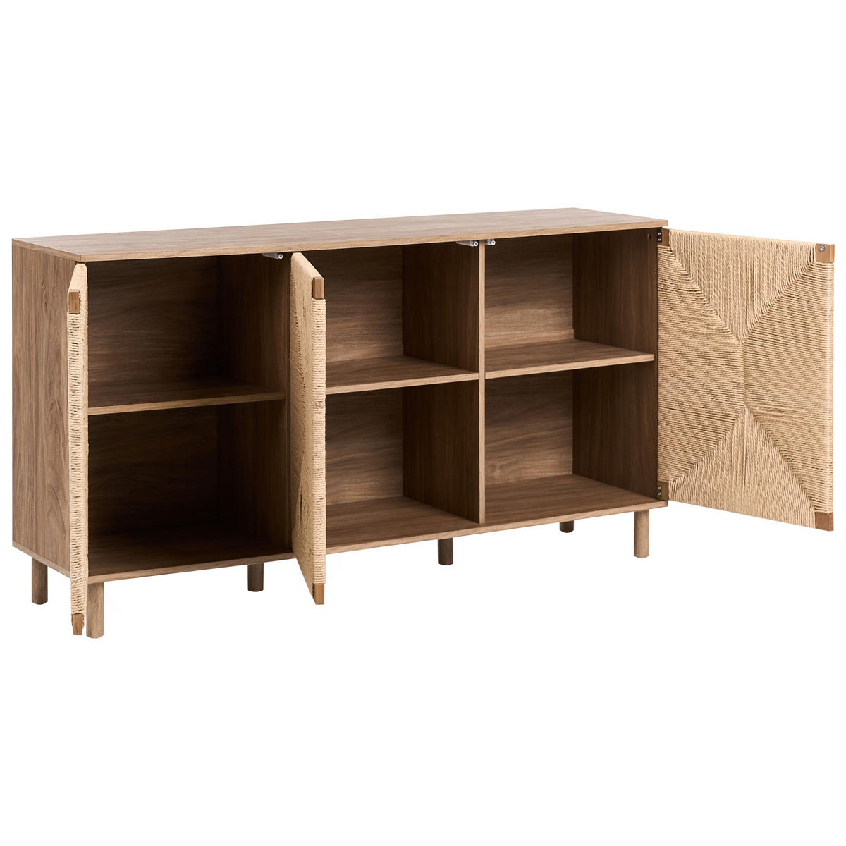 SIDEBOARD mit 3 Türen Hellbraun Bondi - Hellbraun/Braun, Holz/Holzwerkstoff (153/81/40cm) - Beliani