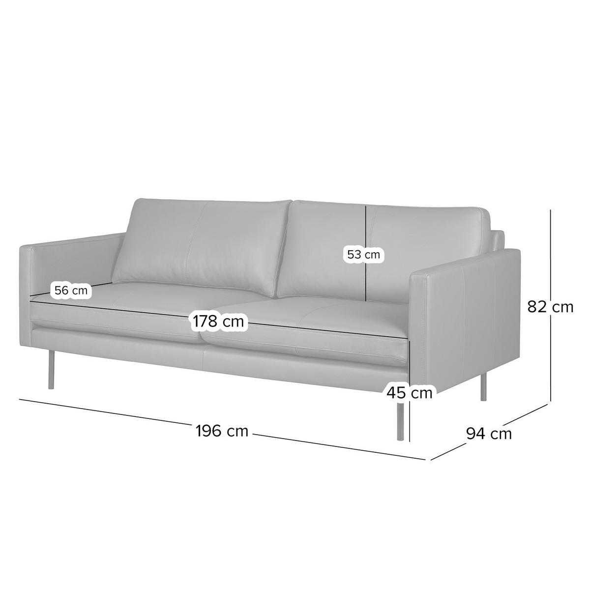 3-SITZER SOFA - Beige, Textil (196/82/94cm) - home24