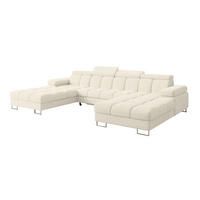 WOHNLANDSCHAFT mit Schlaffunktion und Bettkasten COMA U2 345x203x79 Creme Velours - Creme, Holzwerkstoff/Textil (345/79/203cm) - ALTDECOR