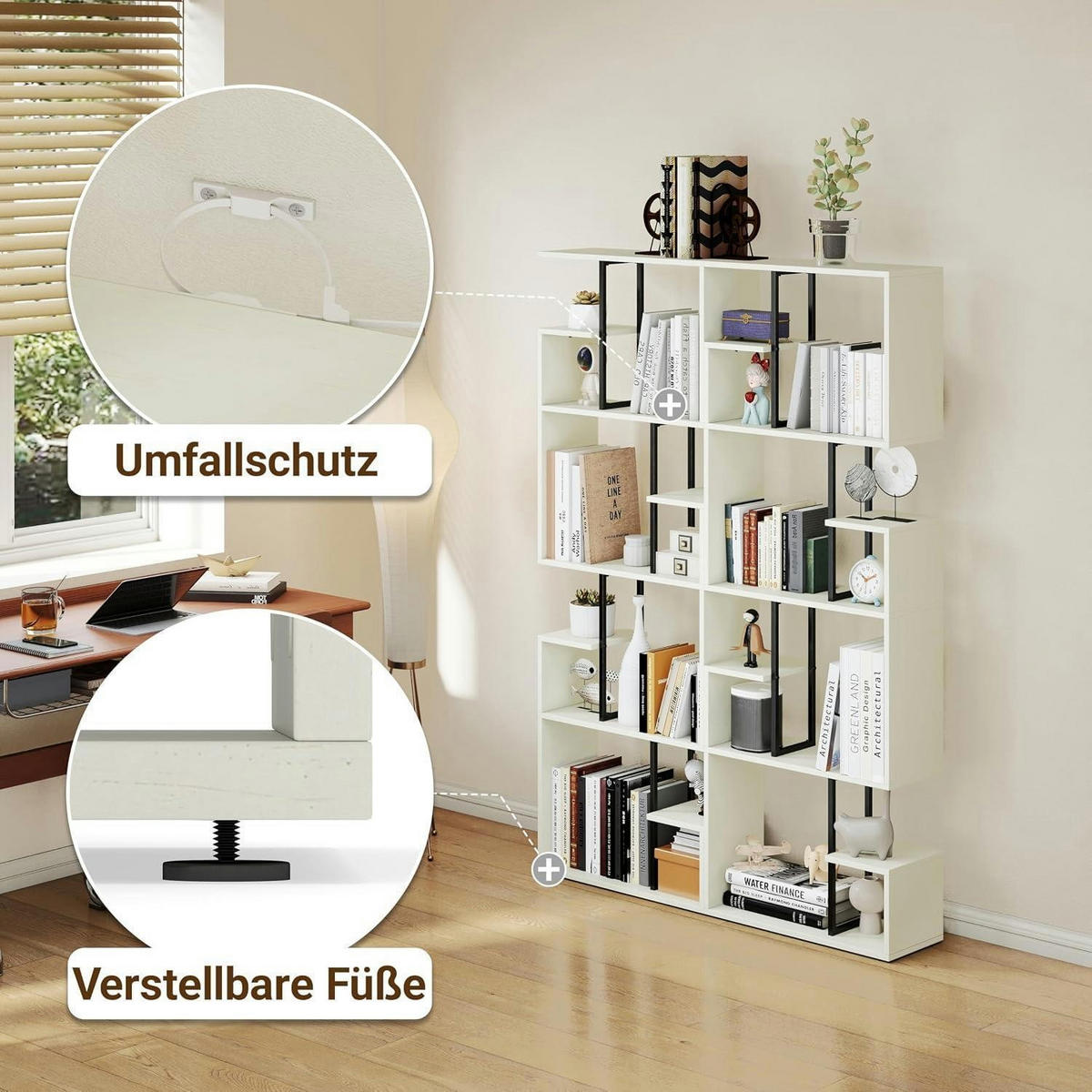 BÜCHERREGAL Manora Weiß 60 x 24 x 174 cm - Weiß, Holzwerkstoff (60/174/24cm)