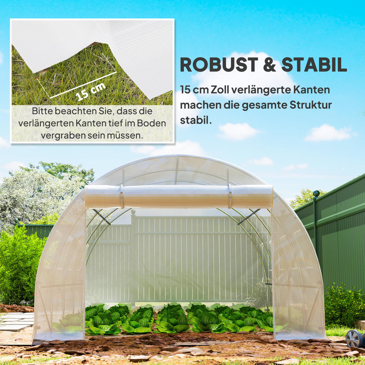 GEWÄCHSHAUSFOLIE PE Weiß - Weiß, Kunststoff (300/200/400cm) - Outsunny