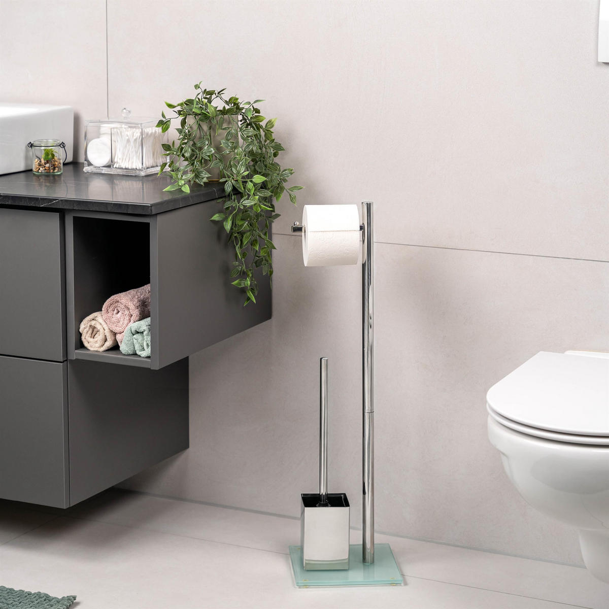 WC-STÄNDER, weiß - Weiß, Metall (20/70/20cm) - bremermann