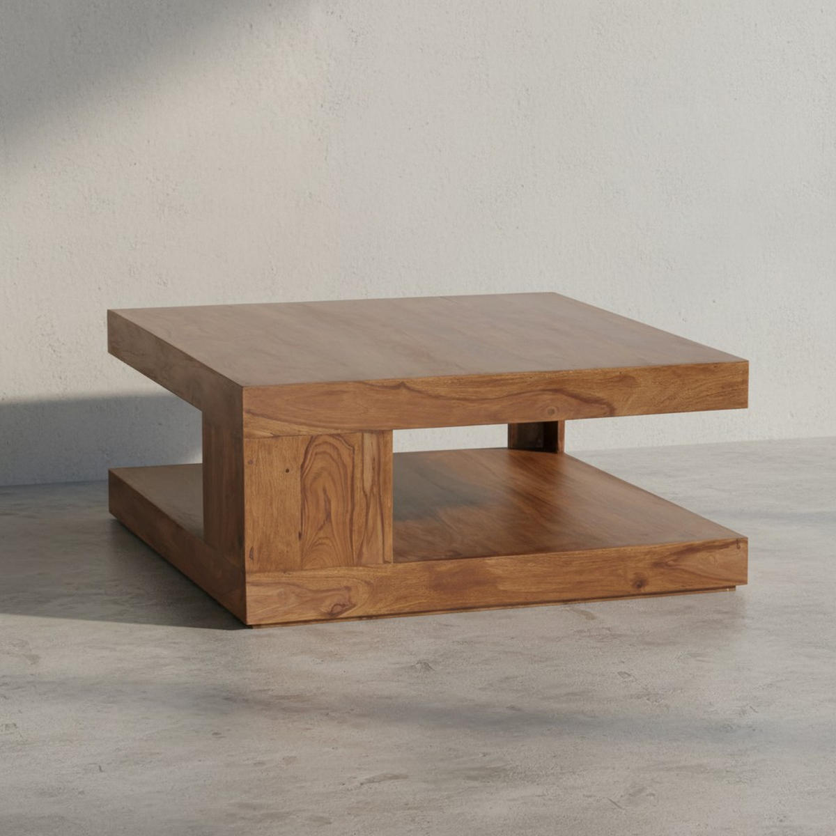 COUCHTISCH Sheesham Massivholz, Quadratisch, Maße 90x90 cm, Einzigartiges Unikat - Braun, Holz (90/90/40cm) - KADIMA DESIGN