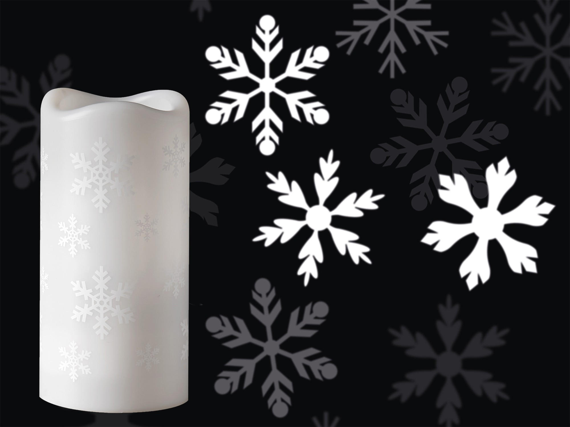LED-WEIHNACHTSPROJEKTOR, Mini Schneeflocken, weiß, Batterie oder USB - Weiß, Metall (7.1/7.1/1cm) - LAALU