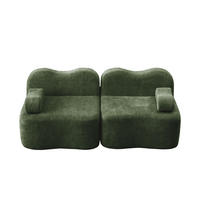 2-SITZER SOFA Samt Grün mit Armlehnenkissen - Grün, Textil (192/70/98cm) - WISHDOR