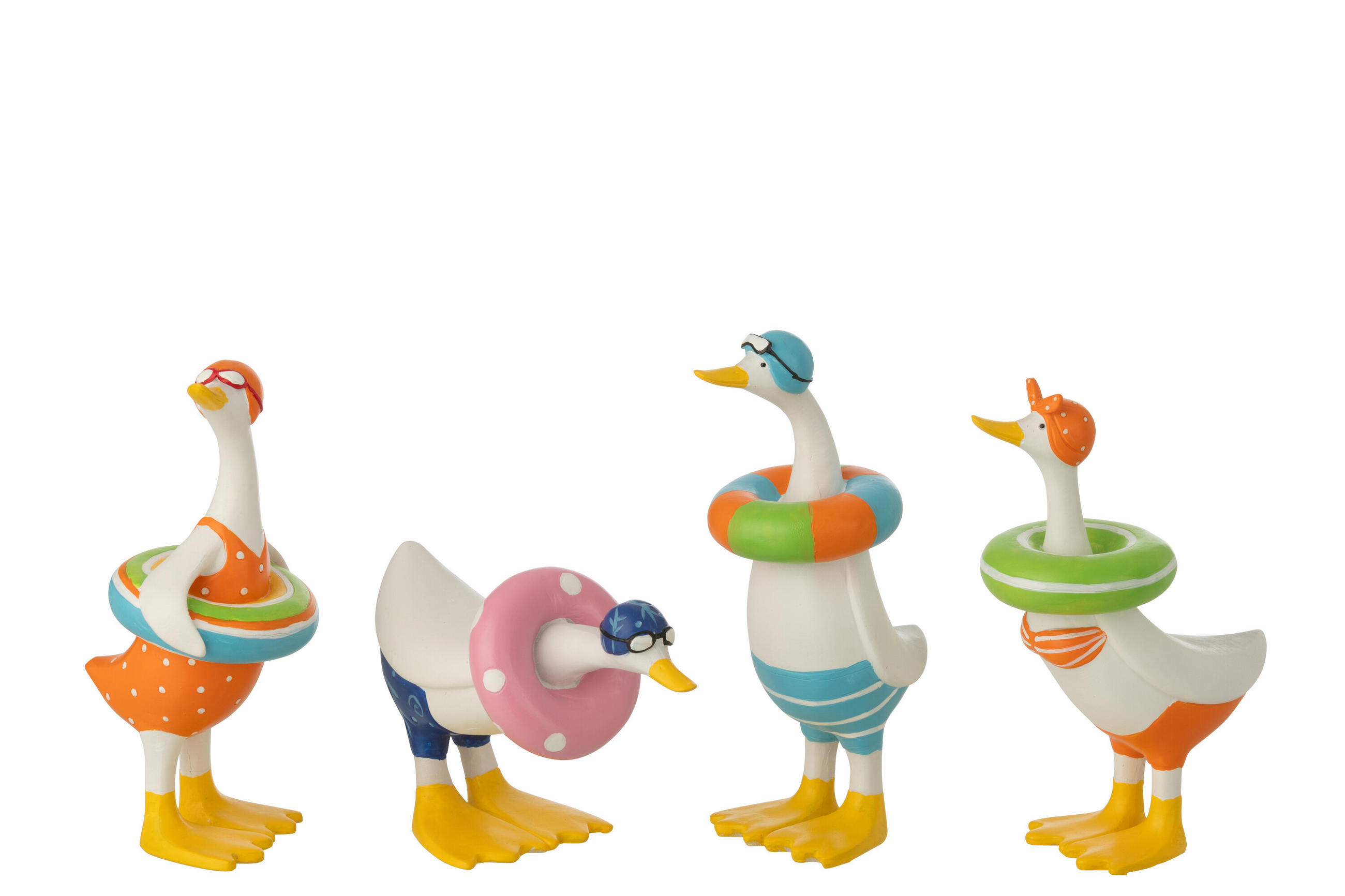 DEKOOBJEKT ENTE (4ER SET) - Multicolor, Glas/Naturmaterialien (8.5/20/12cm) - J-Line