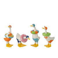 DEKOOBJEKT ENTE (4ER SET) - Multicolor, Glas/Naturmaterialien (8.5/20/12cm) - J-Line