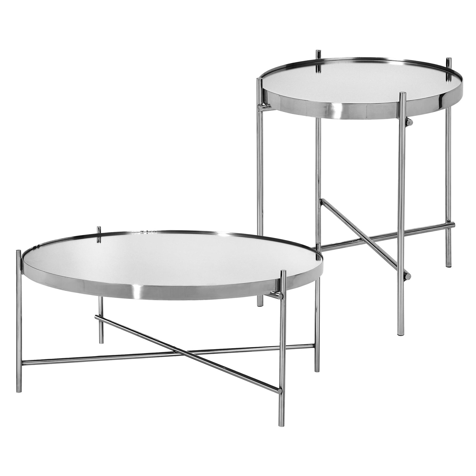 COUCHTISCH Silber 43/43/45 - 75/75/35 cm 2er Set - Silberfarben, Metall (75/75/35cm) - WOMO-DESIGN