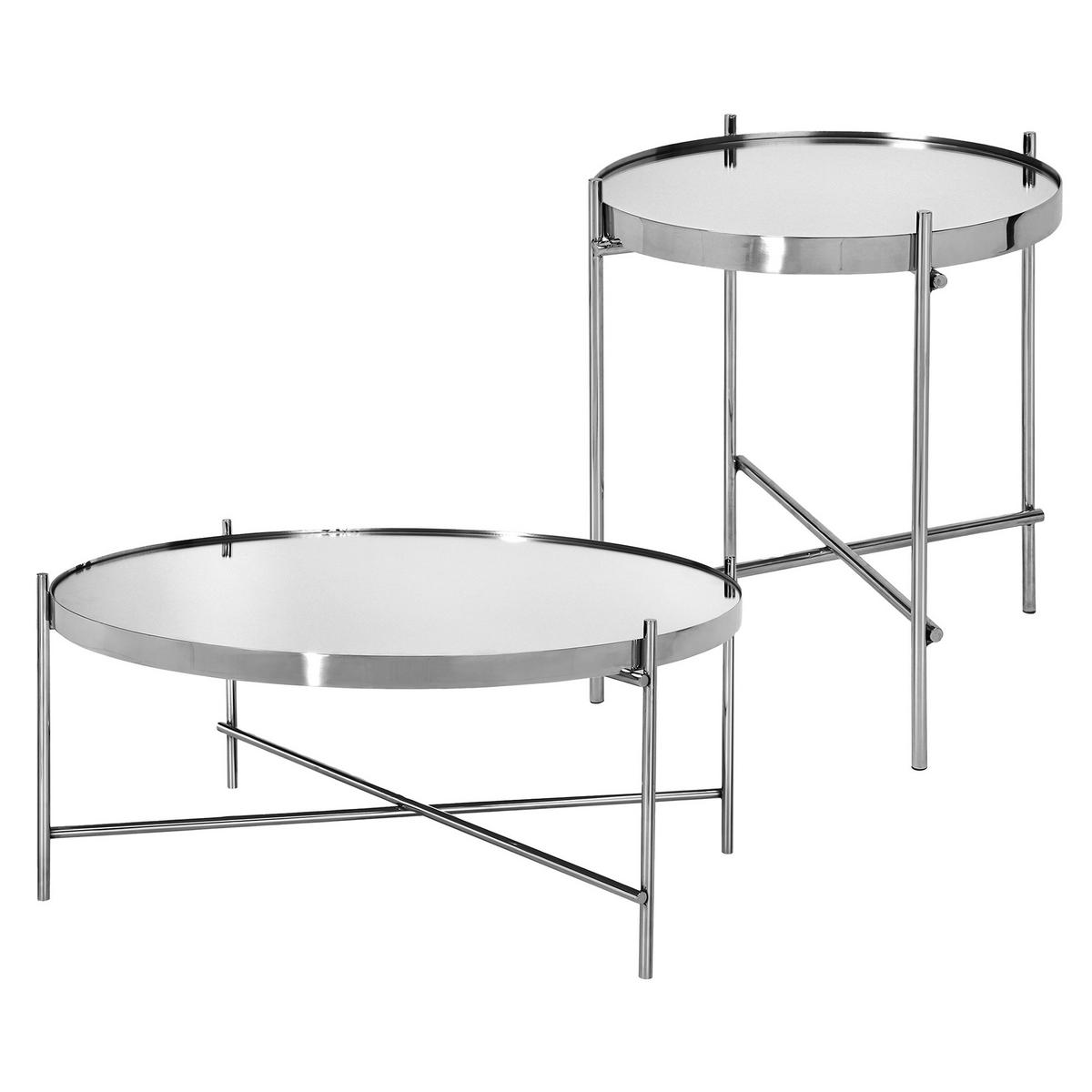 COUCHTISCH Silber 43/43/45 - 75/75/35 cm 2er Set - Silberfarben, Metall (75/75/35cm) - WOMO-DESIGN