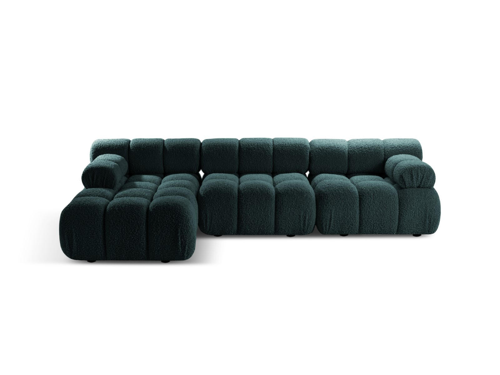 ECKSOFA modular links Bellis aus Boucle petrol 4 Sitzplätze - Petrol, Textil (155/282cm) - Micadoni