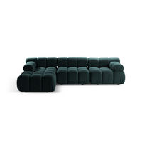 ECKSOFA modular links Bellis aus Boucle petrol 4 Sitzplätze - Petrol, Textil (155/282cm) - Micadoni