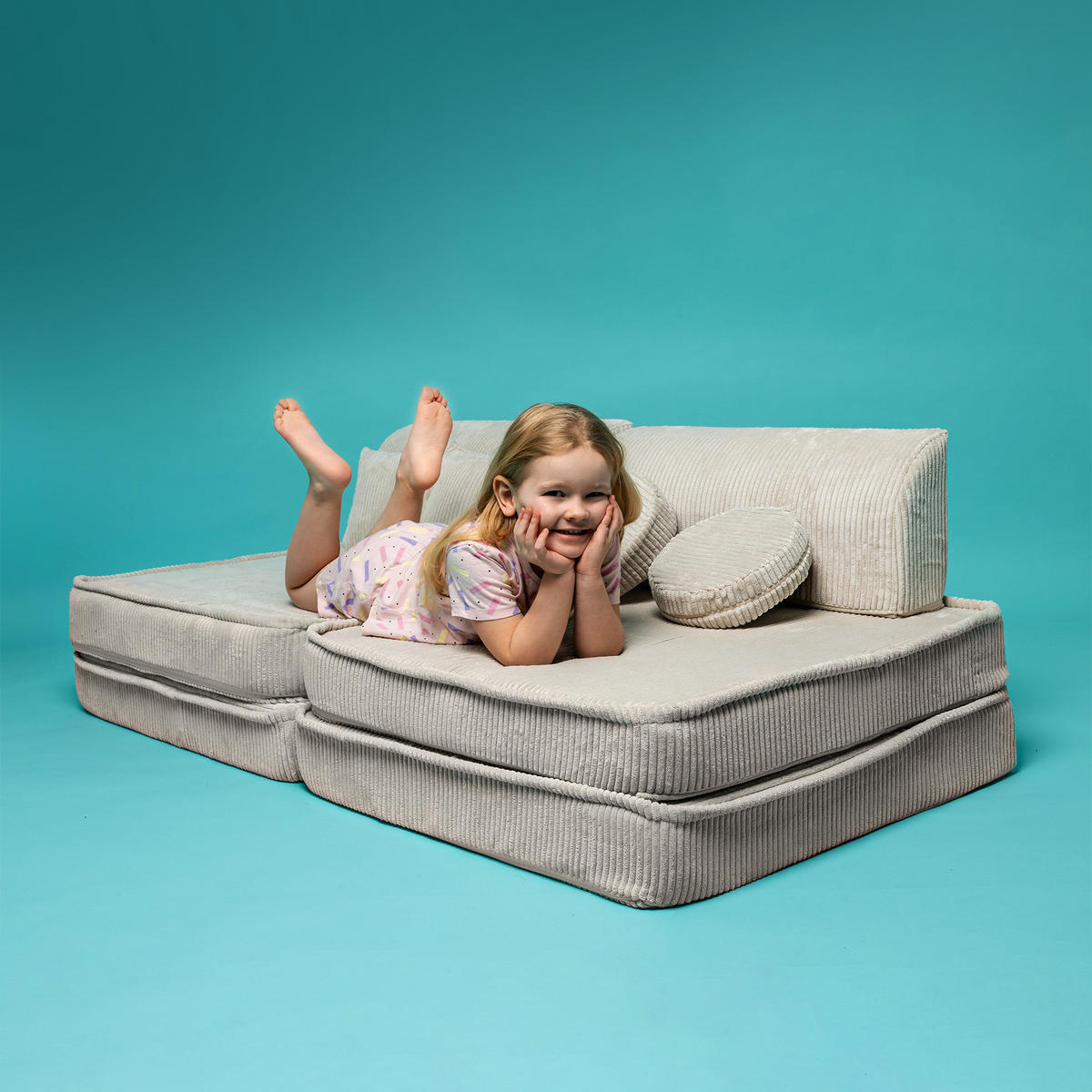KINDERSOFA, Aesthetic, Cord, Ecru - Ecru, Textil (160/48/80cm) - MeowBaby