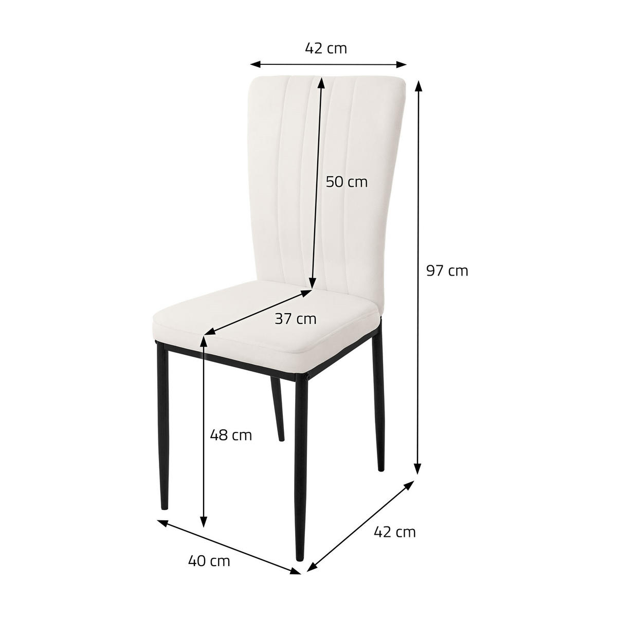 ESSZIMMERSTUHL weiß 4er Set - Weiß, Metall (42/97/42cm) - ML-DESIGN