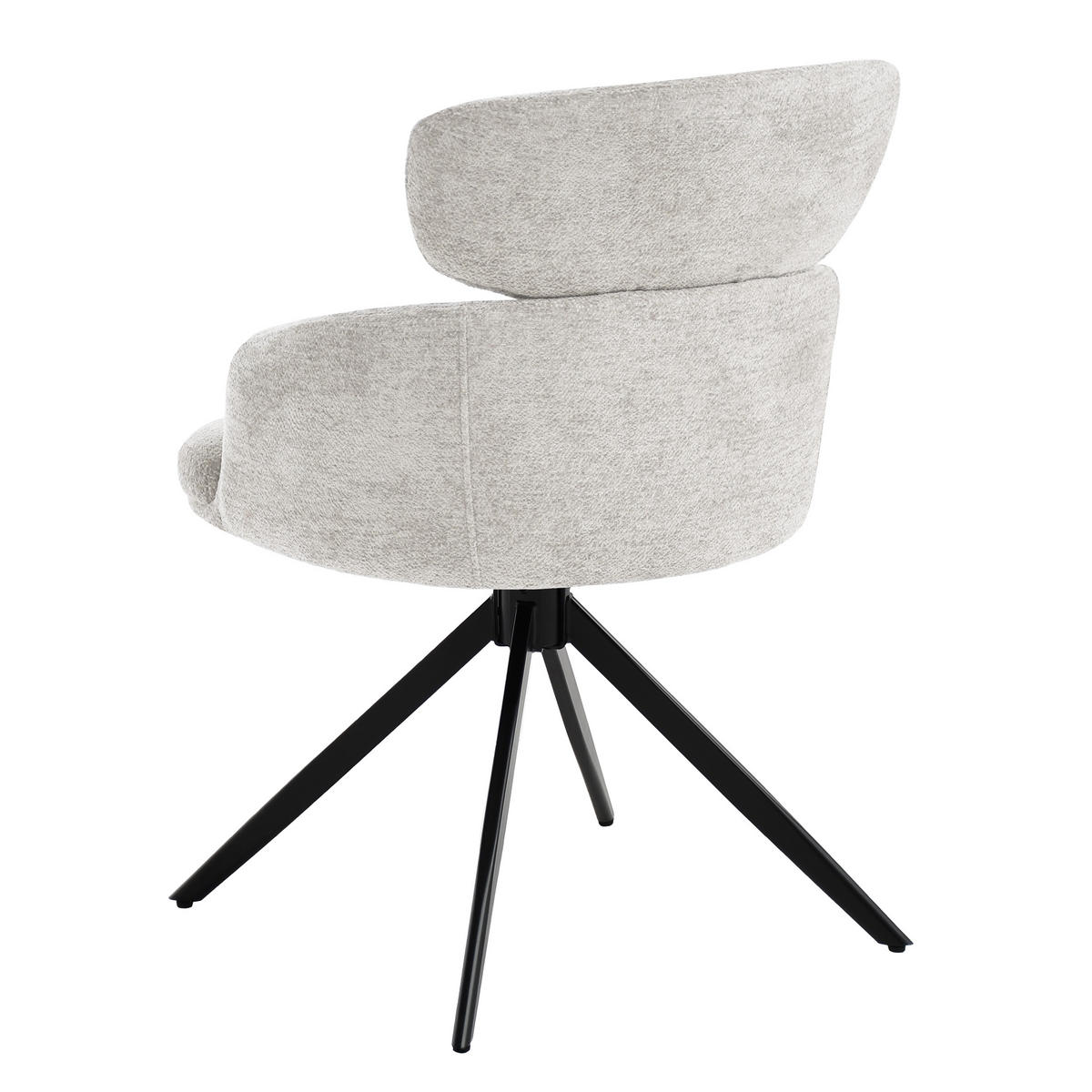 DREHSTUHL Tuso, Polsterstuhl mit Armlehnen und Kopfstütze, Bouclé-Stoff, Hellbeige - Beige/Schwarz, Metall (49/81/55cm) - Beautysofa