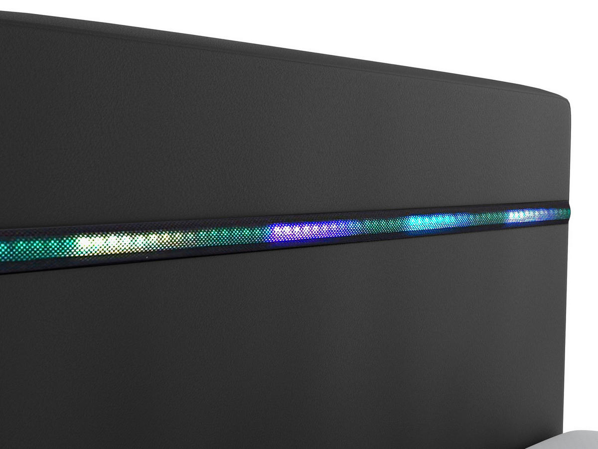 BOXBETT Monza schwarz 140/200 cm LED Kunstleder - Schwarz, Textil (140/200cm) - wonello