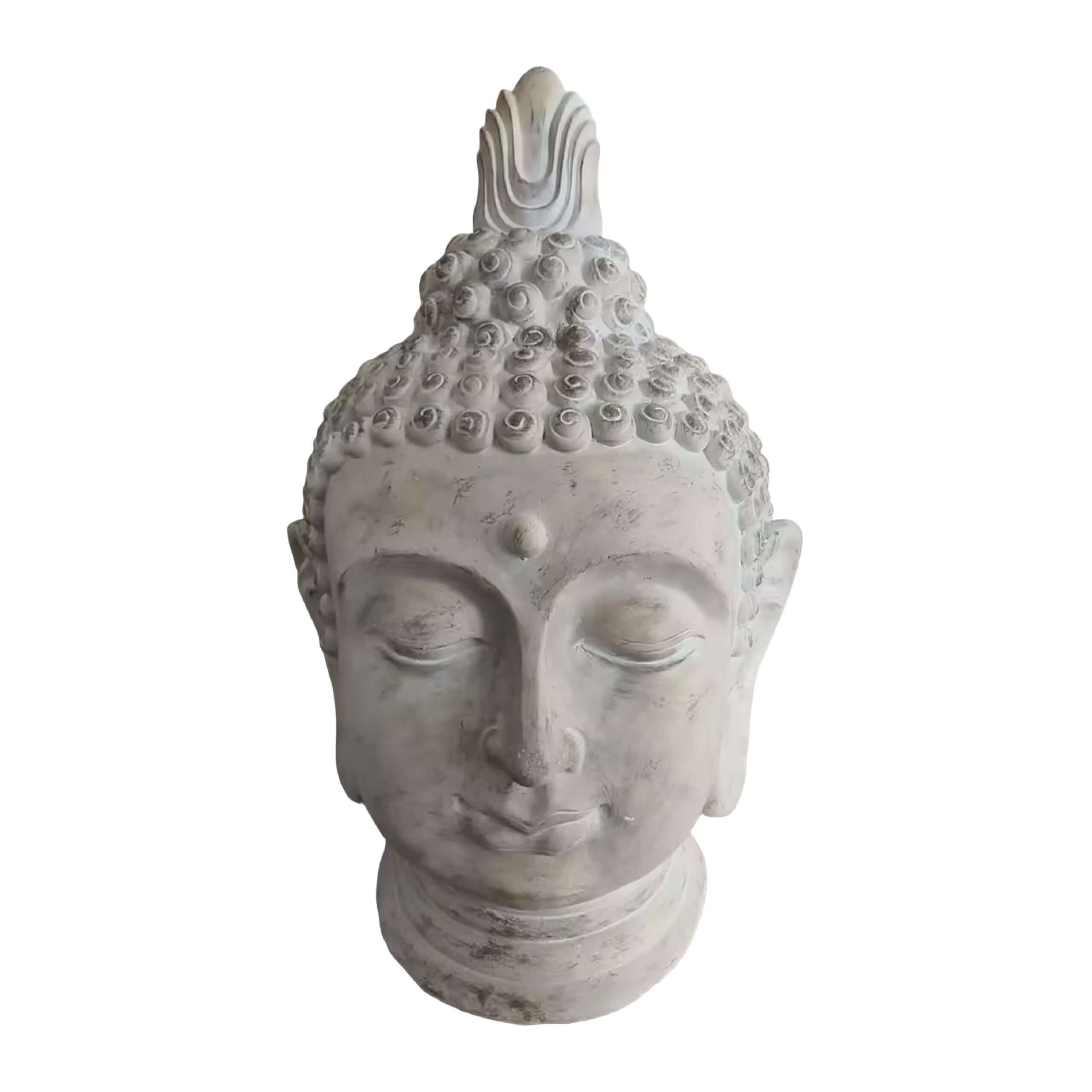 BUDDHA-KOPF - Beige, Kunststoff (45/78/39cm) - Relaxdays