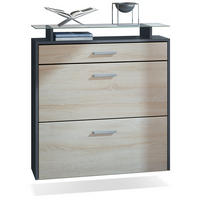 SCHUHSCHRANK Malea Fronten in Eiche sägerau - Eiche San Remo, Holzwerkstoff (89/96/23cm) - Vladon