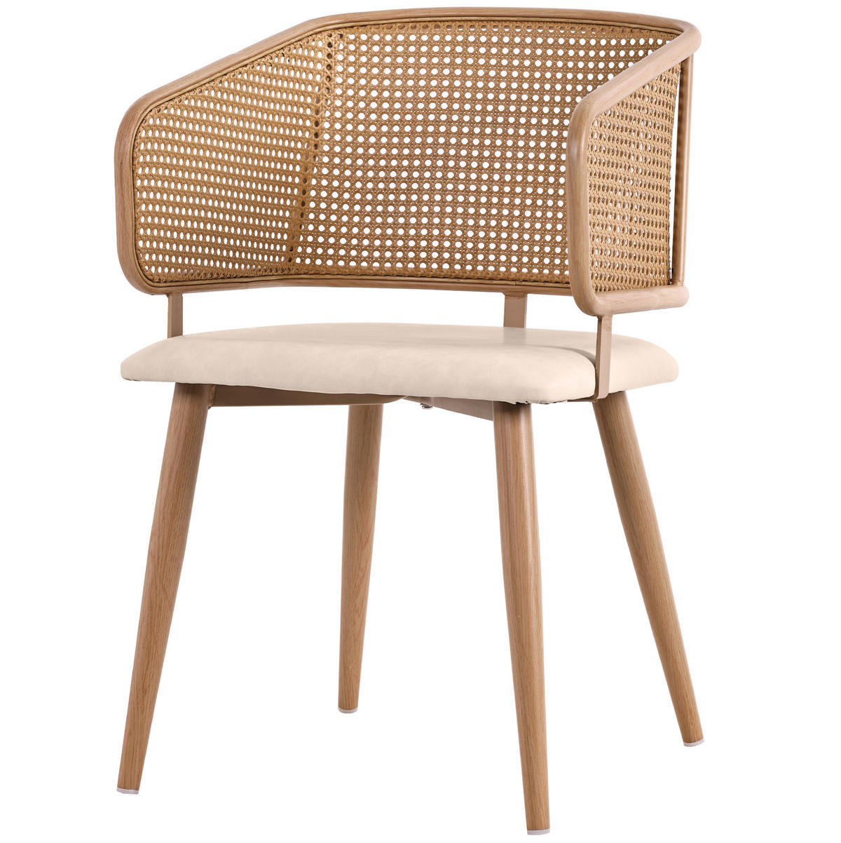 ESSZIMMERSTUHL mit Rattan-Rückenlehne ca. 47 x 51 x 79 cm Beige/Braun 4er-Set - Beige, Holz (51/79/47.1cm) - Meubliv