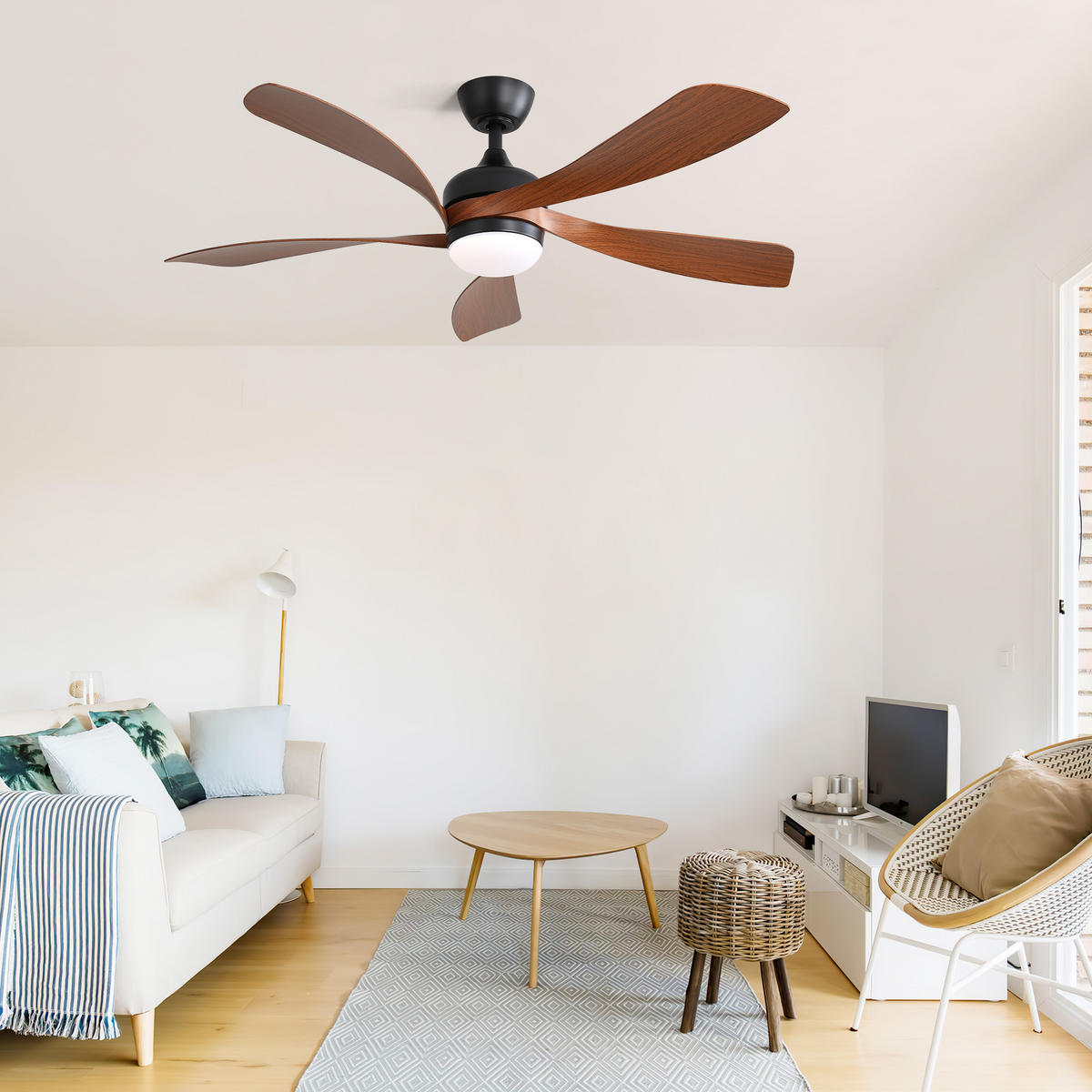 DECKENVENTILATOR DE-16179 52 Zoll, 3-Farben-LED dimmbar Schwarz - Schwarz, Kunststoff (131/131/35cm) - ComfortXL