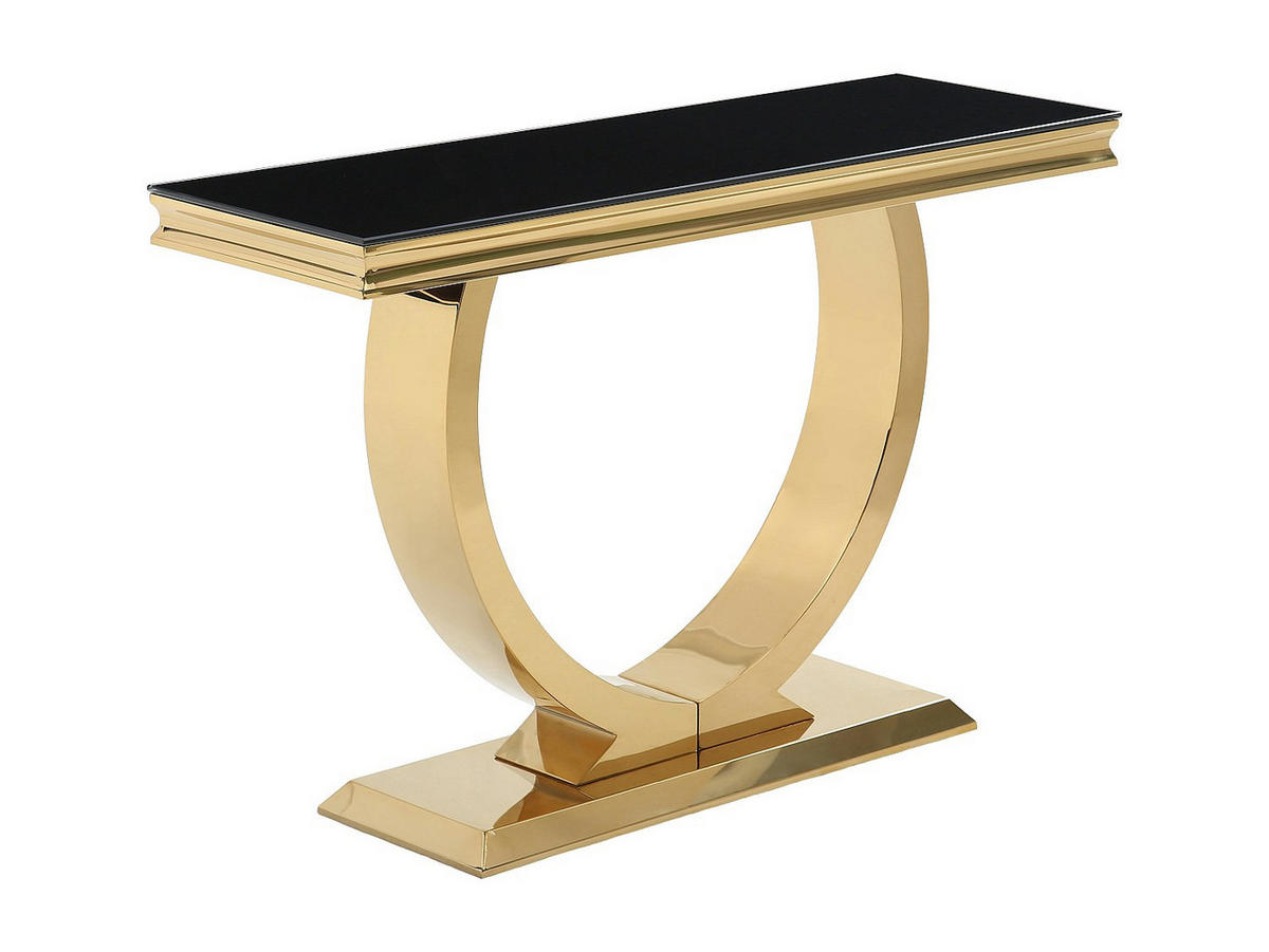 KONSOLENTISCH - 120 cm x 40 cm - glas - schwarz, goldfarben Rowan - Goldfarben/Schwarz, Glas (40/120/78cm) - Vente-Unique