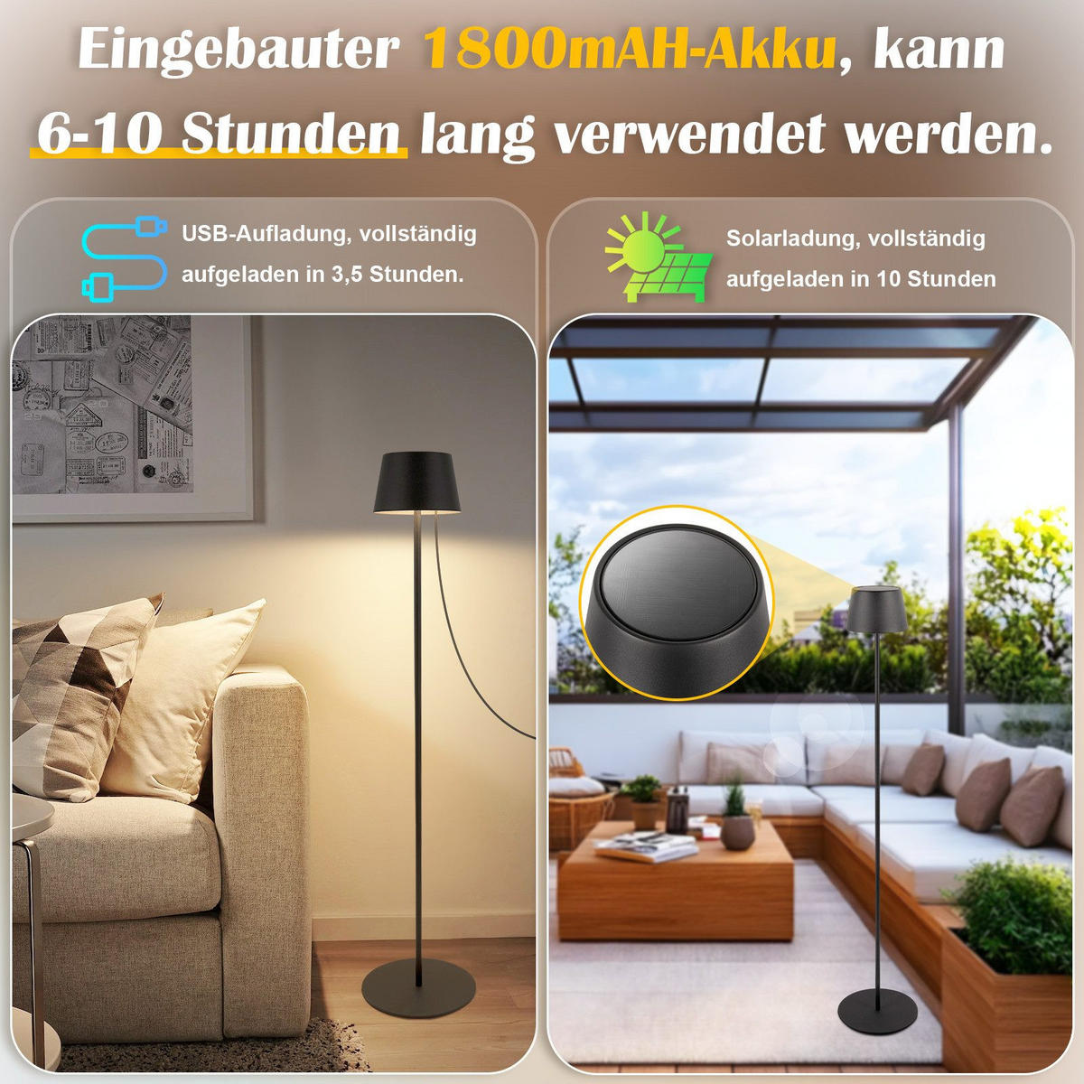 STEHLAMPE Kira 13/20/120 cm - Schwarz, Metall (13/20/120cm) - ZMH