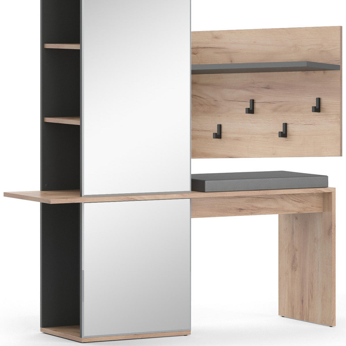 GARDEROBE Adeline Goldkraft Eiche 120 x 190 cm - Anthrazit/Eiche Wotan, Holzwerkstoff (120/190/40cm) - Vicco